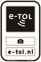 On this sign are: the e-TOL logo, an image of a camera, and 'e-tol.nl.'